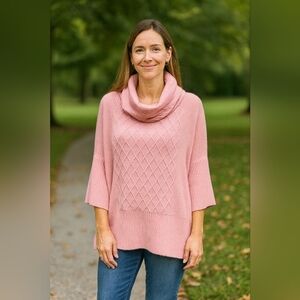 Andrea Jovine S/M Blush Oversized Cowl Neck Sweater Shrug Diamind Texture